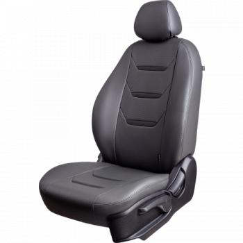 Комплект чехлов для сидений (РЗС 60/40 +подлокот. 2П+ 1Г Орегон) ТУРИН-2 Lord Autofashion Mazda 3/Axela  BK (2003-2009) дорестайлинг седан, дорестайлинг, хэтчбэк, рестайлинг седан, рестайлинг, хэтчбэк (серый, вставка серая+черная, строчка серая)