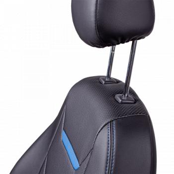 7 999 р. Комплект чехлов для сидений (РЗС 60/40+подлок. 3Г Орегон) ТУРИН-2 Lord Autofashion  Nissan Qashqai  2 (2013-2022) J11 дорестайлинг, J11 рестайлинг (черный, вставка черная+синяя, строчка синяя)  с доставкой в г. Керчь. Увеличить фотографию 8