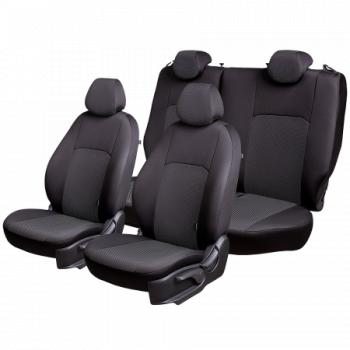 4 649 р. Комплект чехлов для сидений ( 5 из 7 мест Жаккард) ДУБЛИН Lord Autofashion Nissan Qashqai +2 1 J10 рестайлинг (2010-2014) (черный, вставка Ёж белая)  с доставкой в г. Керчь. Увеличить фотографию 7