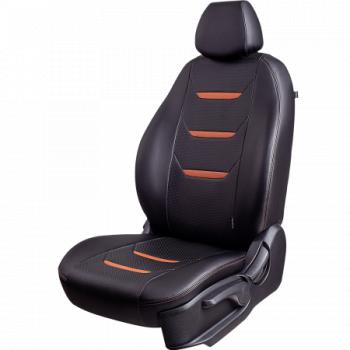 Комплект чехлов для сидений (РЗС 60/40 2П+3Г Орегон) ТУРИН-2 Lord Autofashion Renault Sandero Stepway  (B8) (2018-2022) рестайлинг (черный, вставка черная+коричневая, строчка коричневая)