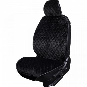 3 399 р. Накидка на сиденье (2 места Мех НЕРПА + ОРЕГОН) ФЕНИКС ст РОМБ Lord Autofashion   (черный, вставка черная, строчка черная)  с доставкой в г. Керчь. Увеличить фотографию 3
