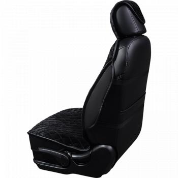 3 399 р. Накидка на сиденье (2 места Мех НЕРПА + ОРЕГОН) ФЕНИКС ст РОМБ Lord Autofashion   (черный, вставка черная, строчка черная)  с доставкой в г. Керчь. Увеличить фотографию 4