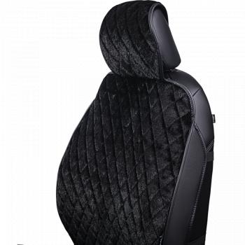 3 399 р. Накидка на сиденье (2 места Мех НЕРПА + ОРЕГОН) ФЕНИКС ст РОМБ Lord Autofashion   (черный, вставка черная, строчка черная)  с доставкой в г. Керчь. Увеличить фотографию 6