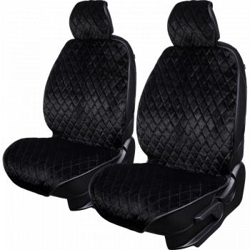 Накидка на сиденье (2 места Мех НЕРПА + ОРЕГОН) ФЕНИКС ст РОМБ Lord Autofashion  (черный, вставка черная, строчка черная)