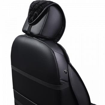 3 399 р. Накидка на сиденье (2 места Мех НЕРПА + ОРЕГОН) ФЕНИКС ст РОМБ Lord Autofashion   (черный, вставка черная, строчка черная)  с доставкой в г. Керчь. Увеличить фотографию 2