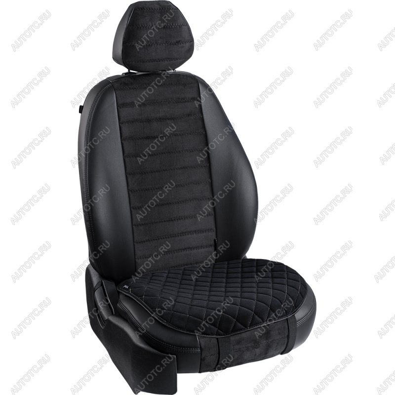 559 р. Подушка-комфорт ст РОМБ (Софа) Lord Autofashion   (черный, строчка бежевая)  с доставкой в г. Керчь