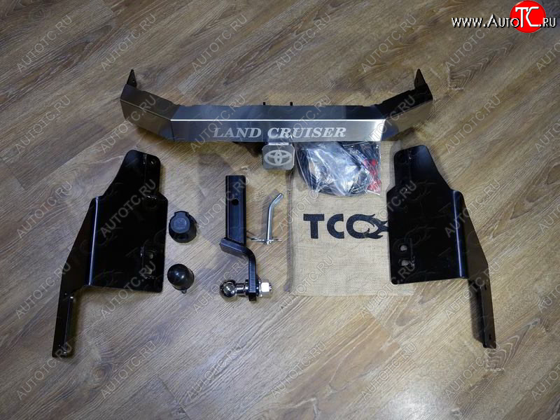 21 599 р. Фаркоп (тягово-сцепное устройство) (кроме EXECUTIVE) TCC Тюнинг  Toyota Land Cruiser  200 (2012-2021) 1-ый рестайлинг, 2-ой рестайлинг (оцинкованный, шар Е нержавейка, надпись Land Cruiser)  с доставкой в г. Керчь
