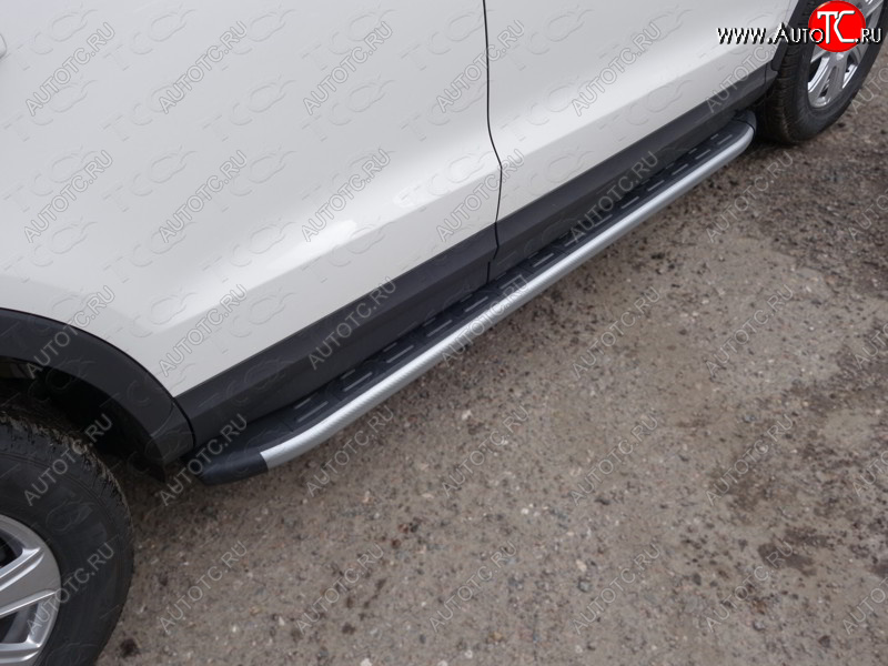 21 999 р. Пороги алюминиевые с пластиковой накладкой ТСС Тюнинг  Audi Q3  8U (2011-2015) дорестайлинг (карбон серебро)  с доставкой в г. Керчь