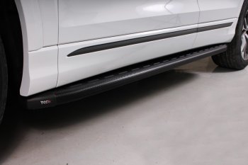 Пороги алюминиевые с пластиковой накладкой ТСС Тюнинг Audi Q8  4MN (2018-2022) (карбон черный)