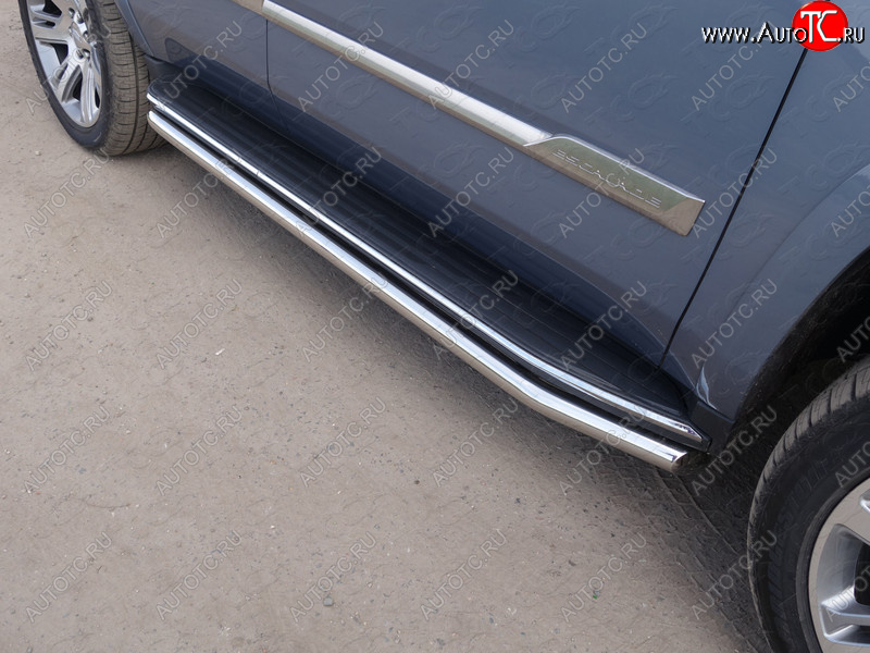 27 449 р. Защита порогов алюминий 60,3 мм, ТСС Тюнинг  Cadillac Escalade  GMTK2 джип 5 дв. (2015-2020) короткая база  с доставкой в г. Керчь