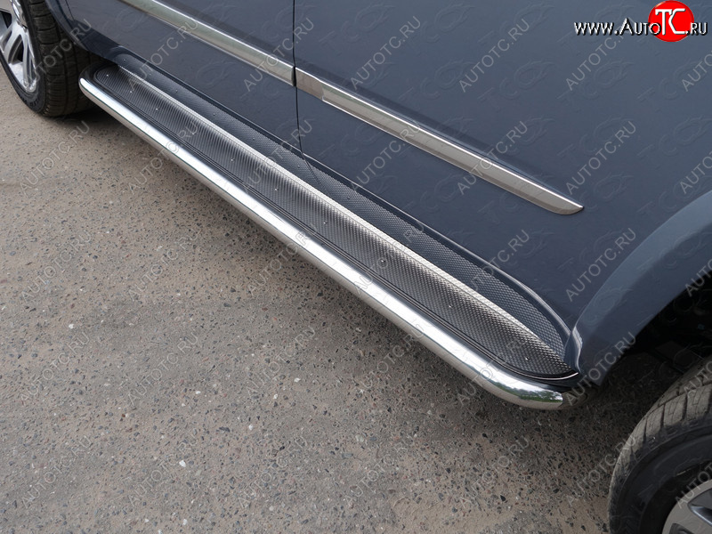 45 999 р. Пороги с площадкой 60,3 мм ТСС Тюнинг  Cadillac Escalade  GMTK2 джип 5 дв. (2015-2020) короткая база (нержавейка )  с доставкой в г. Керчь