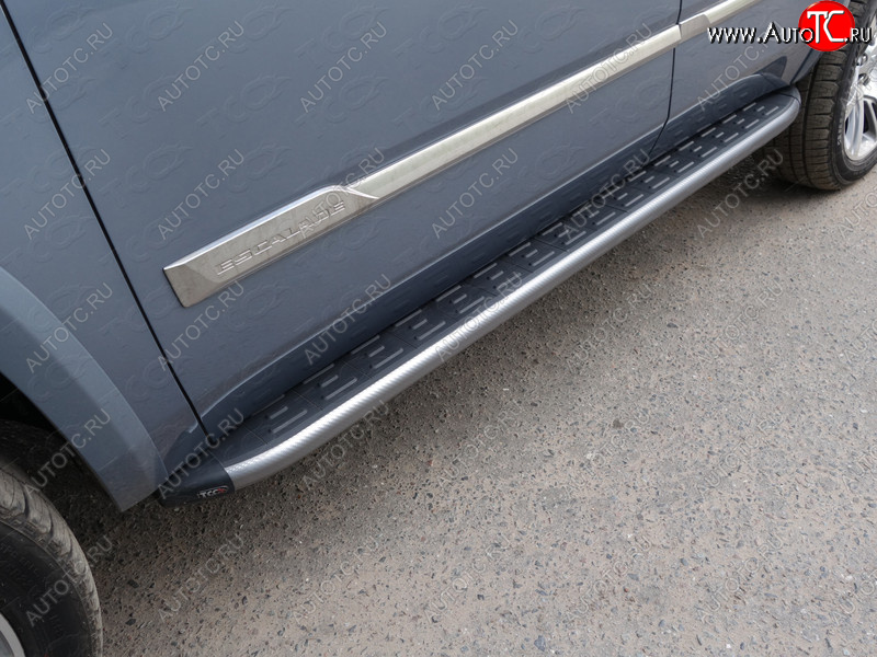 21 999 р. Пороги алюминиевые с пластиковой накладкой ТСС Тюнинг  Cadillac Escalade  GMTK2 джип 5 дв. (2015-2020) короткая база (Карбон серые)  с доставкой в г. Керчь