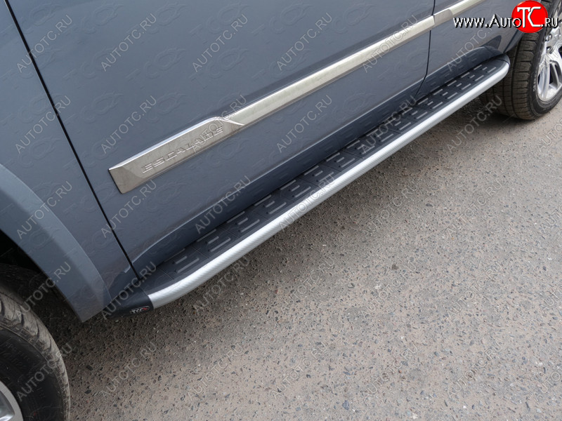 21 999 р. Пороги алюминиевые с пластиковой накладкой ТСС Тюнинг  Cadillac Escalade  GMTK2 джип 5 дв. (2015-2020) короткая база (карбон серебро)  с доставкой в г. Керчь