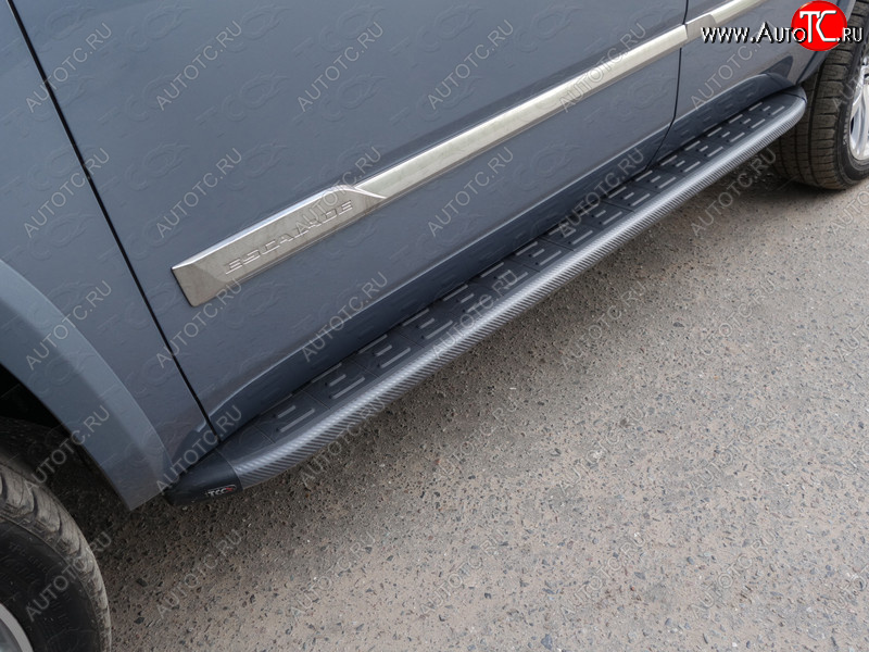 21 999 р. Пороги алюминиевые с пластиковой накладкой ТСС Тюнинг  Cadillac Escalade  GMTK2 джип 5 дв. (2015-2020) короткая база (карбон черный)  с доставкой в г. Керчь