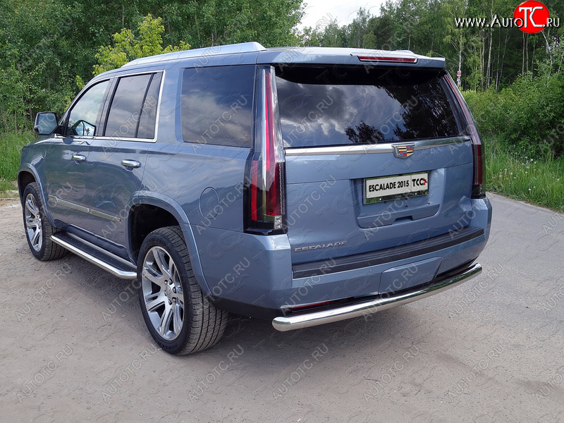 21 999 р. Защита задняя (нержавейка 76,1 мм) ТСС Тюнинг  Cadillac Escalade  GMTK2 джип 5 дв. (2015-2020) короткая база  с доставкой в г. Керчь