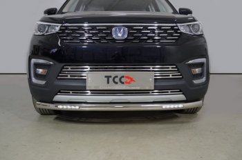 Защита переднего бампера нижняя с ДХО 60,3 мм ТСС Тюнинг Changan CS55 дорестайлинг (2017-2018) (нержавейка)