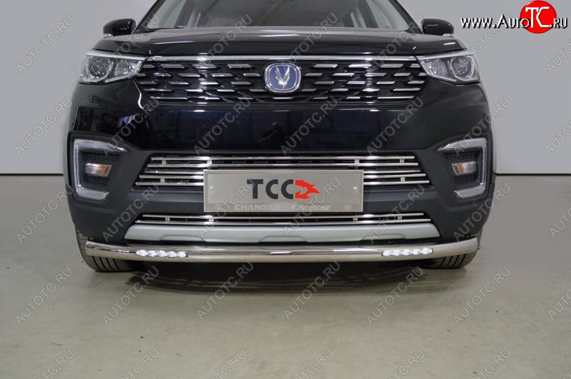 32 799 р. Защита переднего бампера нижняя с ДХО 60,3 мм ТСС Тюнинг  Changan CS55 (2017-2025) дорестайлинг, рестайлинг (нержавейка)  с доставкой в г. Керчь