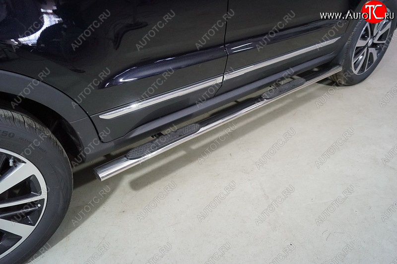 31 849 р. Пороги овальные с накладкой 72*42 мм ТСС Тюнинг  Changan CS55 (2017-2025) дорестайлинг, рестайлинг (серые)  с доставкой в г. Керчь
