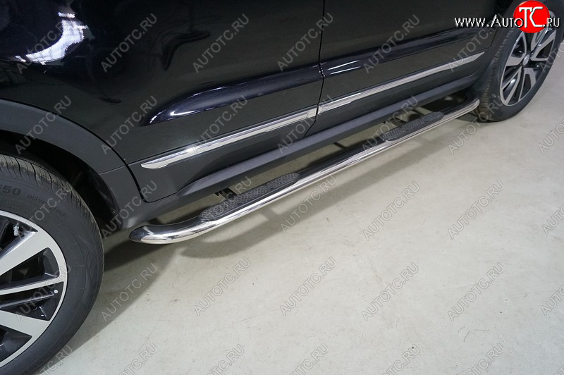34 749 р. Пороги овальные гнутые с накладкой 75х42 мм ТСС Тюнинг  Changan CS55 (2017-2025) дорестайлинг, рестайлинг (серые)  с доставкой в г. Керчь