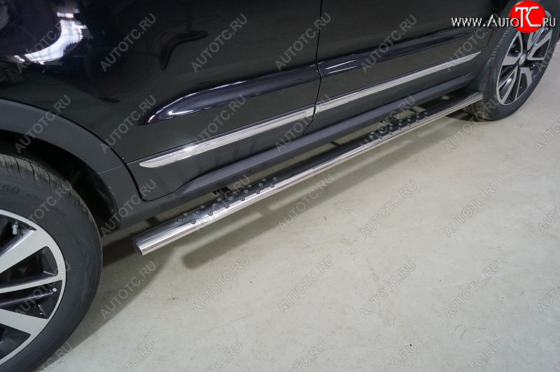 33 749 р. Пороги овальные с проступью 75х42 мм ТСС Тюнинг  Changan CS55 Plus (2021-2025) (серые)  с доставкой в г. Керчь