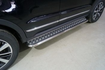 Пороги с площадкой 42,4 мм ТСС Тюнинг Changan CS55 дорестайлинг (2017-2018) (серые)