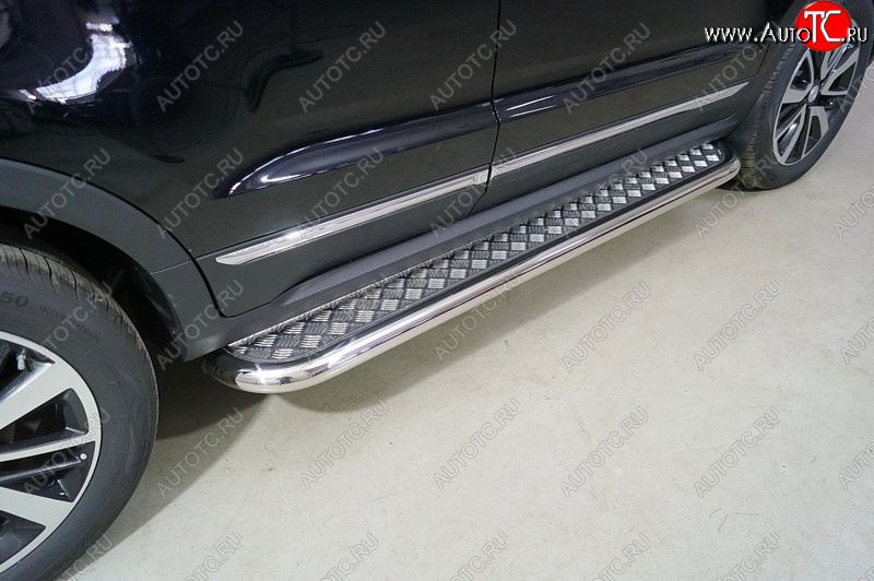 34 799 р. Пороги с площадкой 60,3 мм ТСС Тюнинг  Changan CS55 (2017-2025) дорестайлинг, рестайлинг (серый)  с доставкой в г. Керчь