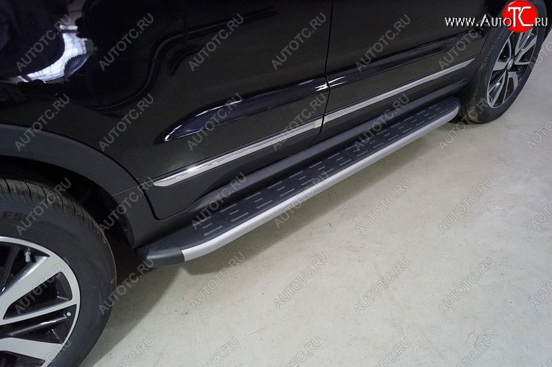 21 999 р. Пороги алюминиевые с пластиковой накладкой, ТСС Тюнинг  Changan CS55 (2017-2025) дорестайлинг, рестайлинг (карбон серебро)  с доставкой в г. Керчь