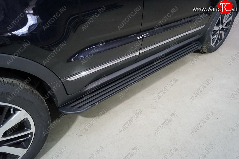 21 999 р. Пороги алюминиевые Slim Line ТСС Тюнинг  Changan CS55 (2017-2025) дорестайлинг, рестайлинг (Black)  с доставкой в г. Керчь