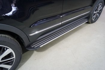 Пороги алюминиевые Slim LineТСС Тюнинг Changan CS55 Plus (2021-2025) (Silver)