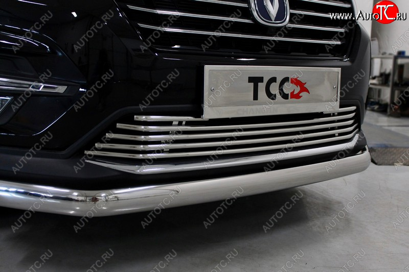 7 899 р. Декоративная вставка переднего бампера ТСС Тюнинг  Changan CS75 (2018-2022) 1-ый рестайлинг (d 16 мм)  с доставкой в г. Керчь