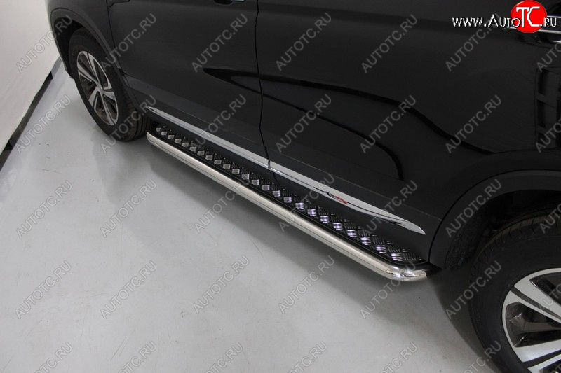 41 849 р. Пороги с площадкой 60,3 мм ТСС Тюнинг  Changan CS75 (2018-2022) 1-ый рестайлинг (серые)  с доставкой в г. Керчь