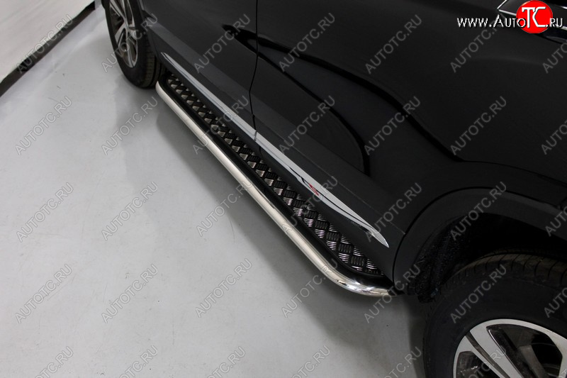 50 949 р. Пороги с площадкой 75*42 мм ТСС Тюнинг Changan CS75 1-ый рестайлинг (2018-2022) (серые)  с доставкой в г. Керчь