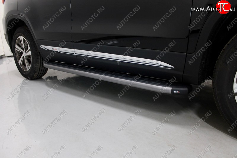 21 999 р. Пороги алюминиевые с пластиковой накладкой, ТСС Тюнинг  Changan CS75 (2018-2022) 1-ый рестайлинг (карбон серые)  с доставкой в г. Керчь