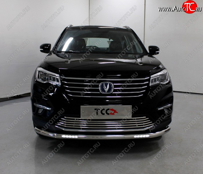 32 799 р. Защита переднего бампера нижняя с ДХО 60,3 мм ТСС Тюнинг  Changan CS75 (2018-2022) 1-ый рестайлинг (нержавейка)  с доставкой в г. Керчь
