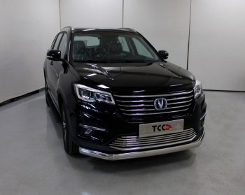 Защита переднего бампера нижняя овальная 75х42 мм ТСС Тюнинг Changan CS75 1-ый рестайлинг (2018-2022) (нержавейка)