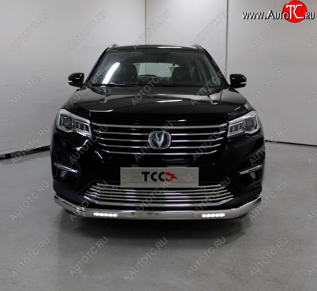 37 999 р. Защита передняя нижняя овальная с ДХО 75х42 мм ТСС Тюнинг Changan CS75 1-ый рестайлинг (2018-2022) (нержавейка)  с доставкой в г. Керчь