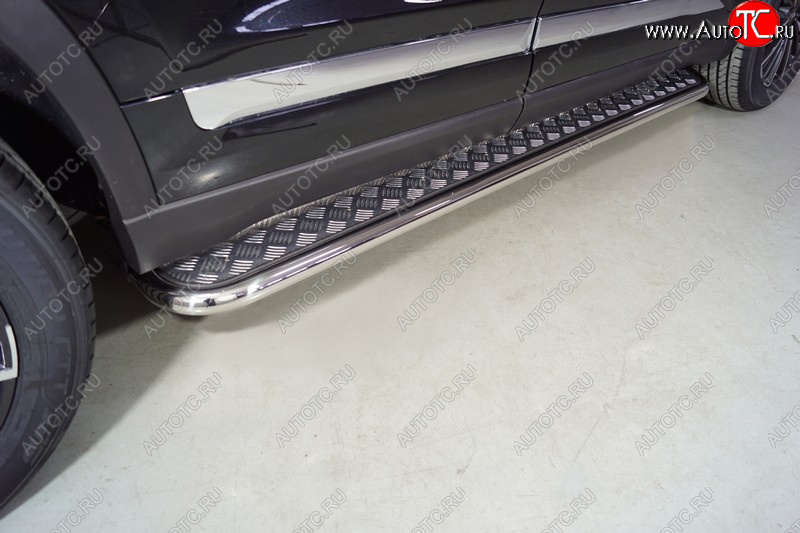 30 099 р. Пороги с площадкой 42,4 мм ТСС Тюнинг Chery Tiggo 8 PRO (2021-2025) (серые)  с доставкой в г. Керчь