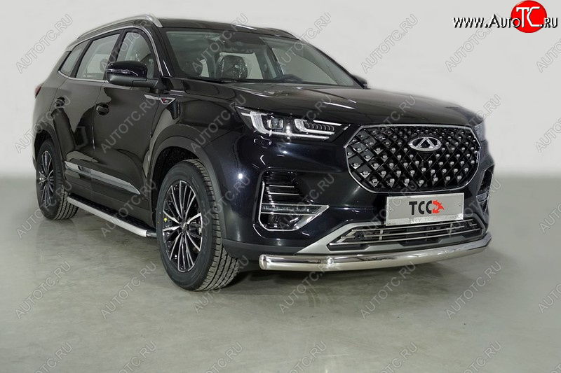 22 999 р. Защита переднего бампера нижняя овальная 75х42 мм ТСС Тюнинг Chery Tiggo 8 PRO (2021-2025) (нержавейка)  с доставкой в г. Керчь