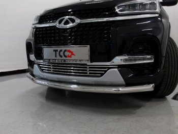 Нижняя декоративная вставка в бампер ТСС Тюнинг Chery Tiggo 8  (T18) (2019-2025) рестайлинг (d 12 мм)