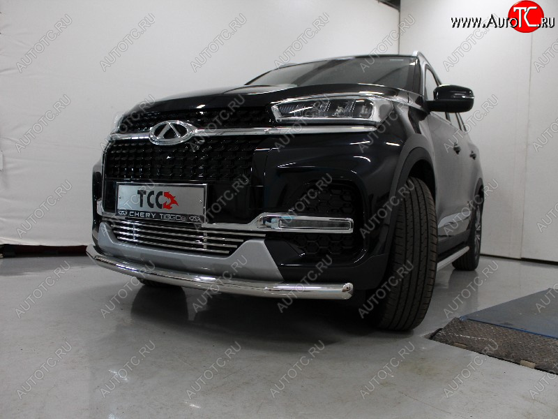 20 749 р. Защита переднего бампера нижняя d60,3 мм ТСС Тюнинг  Chery Tiggo 8 ( (T18),  1 T18) (2018-2023) дорестайлинг, рестайлинг (нержавейка)  с доставкой в г. Керчь