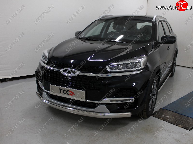 23 899 р. Защита переднего бампера нижняя овальная 75х42 мм ТСС Тюнинг  Chery Tiggo 8  (T18) (2018-2025) дорестайлинг, рестайлинг (нержавейка)  с доставкой в г. Керчь