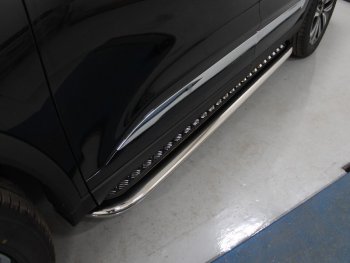 Пороги с площадкой 75*42 мм ТСС Тюнинг Chery Tiggo 8 (T18) рестайлинг (2019-2025) (серые)
