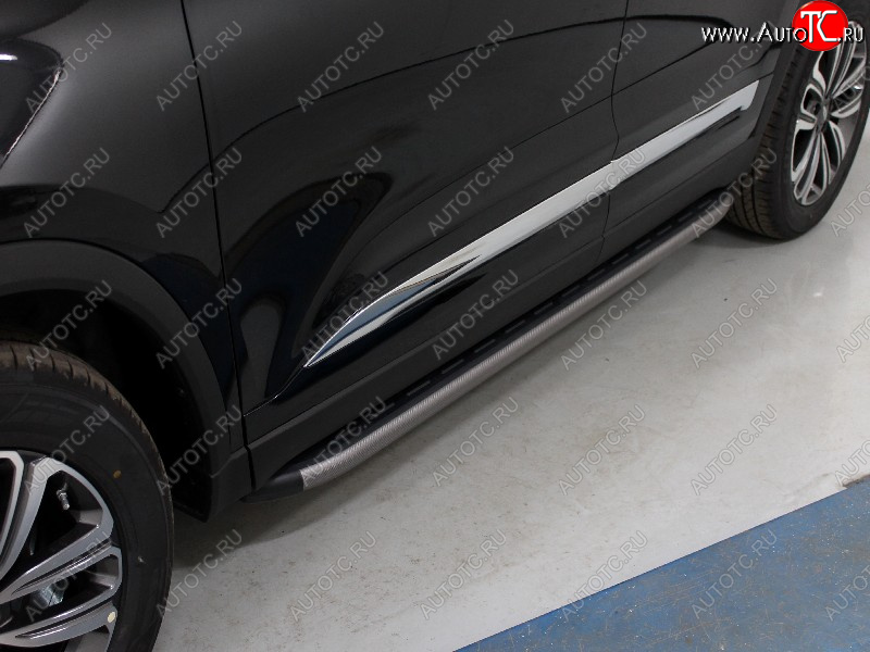 21 999 р. Пороги алюминиевые с пластиковой накладкой ТСС Тюнинг  Chery Tiggo 8  (T18) (2019-2025) рестайлинг (карбон серые)  с доставкой в г. Керчь