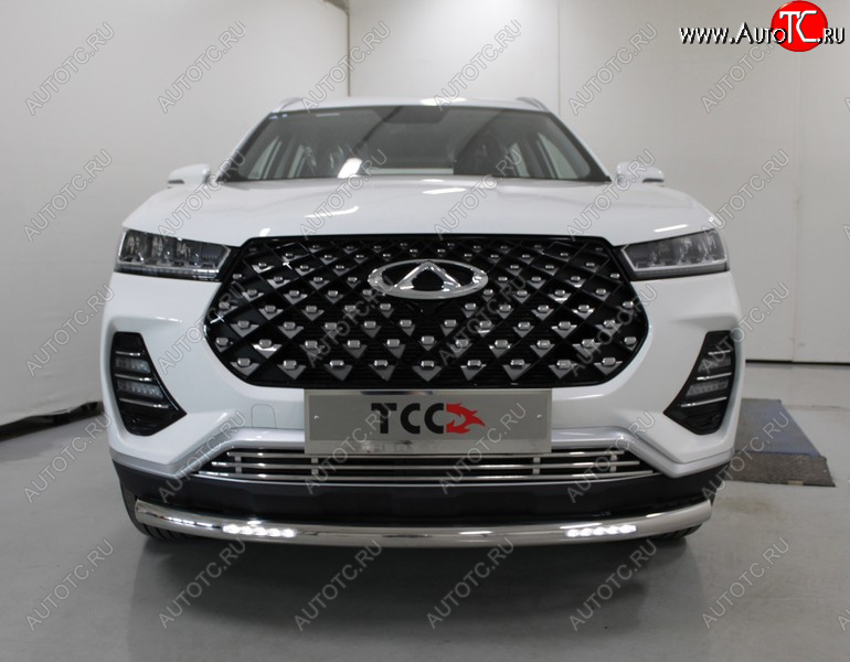 35 749 р. Защита переднего бампера нижняя с ДХО 60,3 мм ТСС Тюнинг  Chery Tiggo 7 PRO (2019-2025) (нержавейка)  с доставкой в г. Керчь