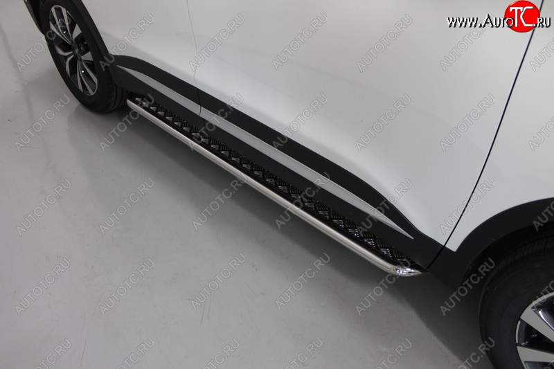 30 099 р. Пороги с площадкой 42,4 мм ТСС Тюнинг  Chery Tiggo 7 PRO (2019-2025) (серые)  с доставкой в г. Керчь