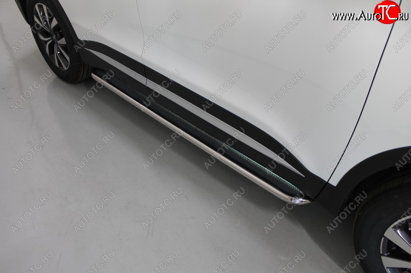 38 999 р. Пороги с площадкой 42,4 мм ТСС Тюнинг  Chery Tiggo 7 PRO (2019-2025) (нержавейка)  с доставкой в г. Керчь
