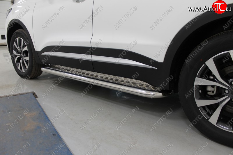 34 799 р. Пороги с площадкой 60,3 мм ТСС Тюнинг  Chery Tiggo 7 PRO (2019-2025) (серые)  с доставкой в г. Керчь