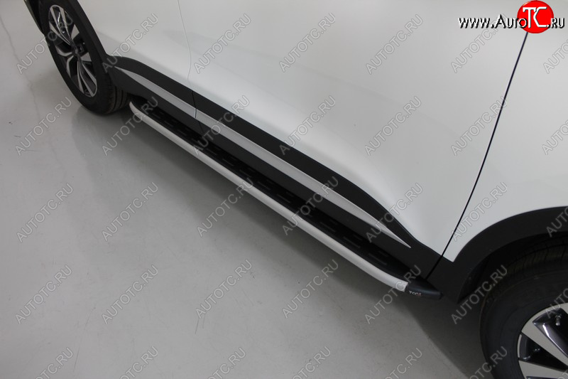 20 599 р. Пороги алюминиевые с пластиковой накладкой ТСС Тюнинг  Chery Tiggo 7 PRO (2019-2025) (серые)  с доставкой в г. Керчь
