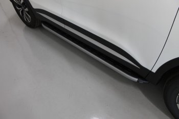 Пороги алюминиевые с пластиковой накладкой, ТСС Тюнинг Chery Tiggo 7 PRO (2019-2025) (карбон серебро)