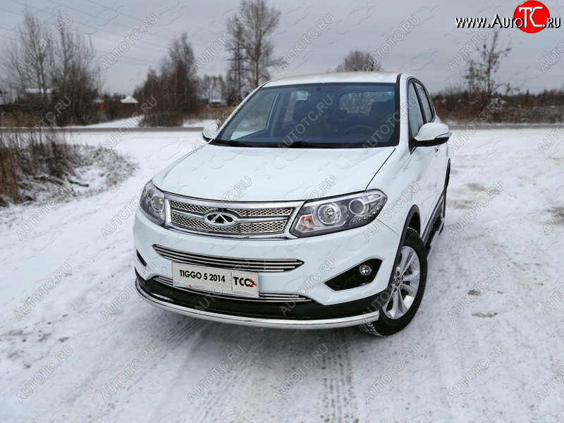 17 649 р. Защита переднего бампера нижняя d60,3 мм ТСС Тюнинг  Chery Tiggo 5  (T21) (2014-2017) дорестайлинг (нержавейка)  с доставкой в г. Керчь